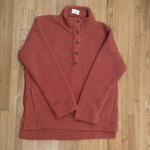 Aerie Cloud Sherpa Oversized Pullover. Size XS. Orange/coral color. New